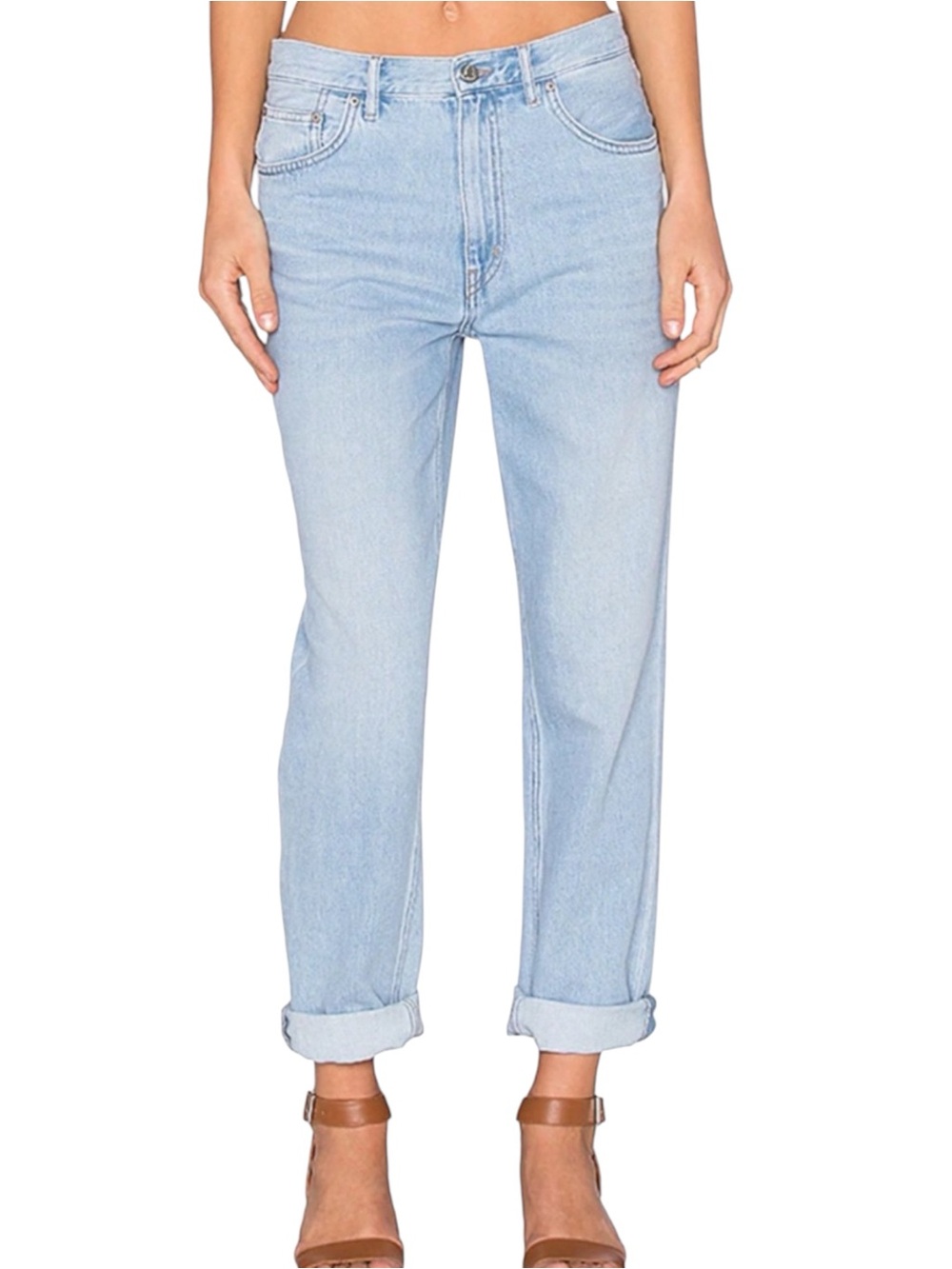 REVOLVE M.I.H JEANS Linda High Rise Boyfriend Straight Leg Jeans Light Wash 29